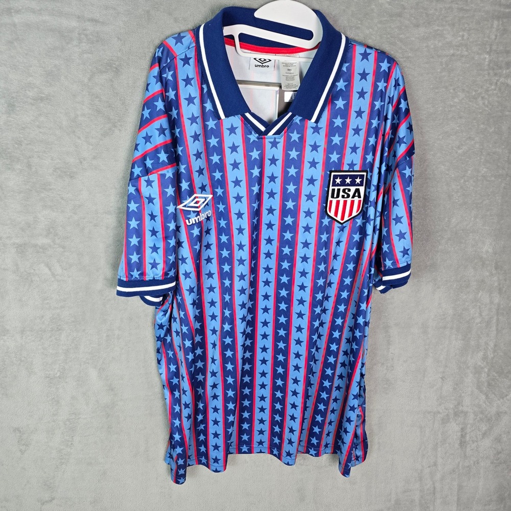 Umbro Team USA Soccer Jersey Mens XXL Blue Red Stars Stripes UMBR020AUYSCP24 NWT